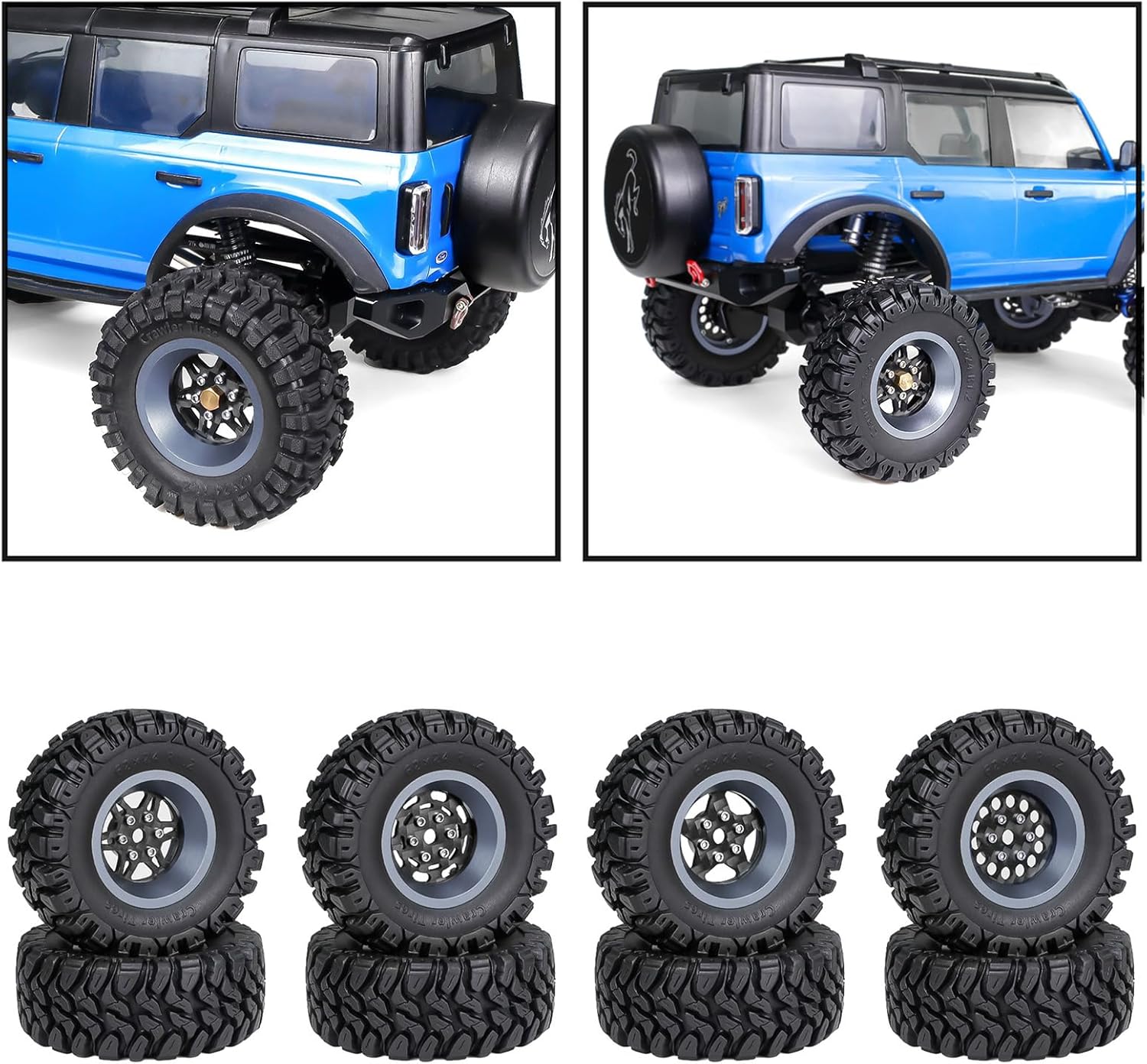 YUNGLOO リモートコントロールモデル ラバーカー用品 ビードロック ホイール 泥タイヤセット ホイール 取り外し可能 ファイン