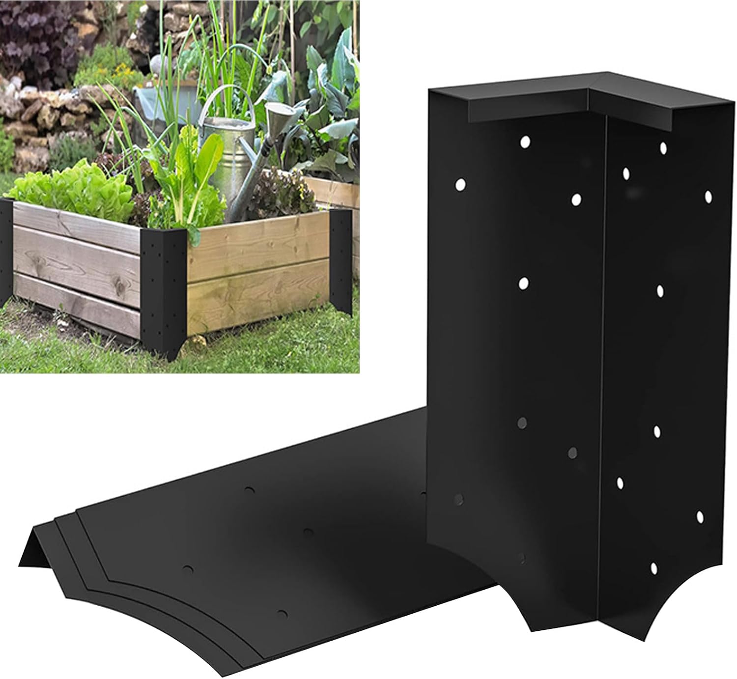 4pcs Garden Bed Corner Brackets Heavy Dutys Raised Metal Garden Corner Brackets for Vegetable Planter Fasteners with Screws Sheet