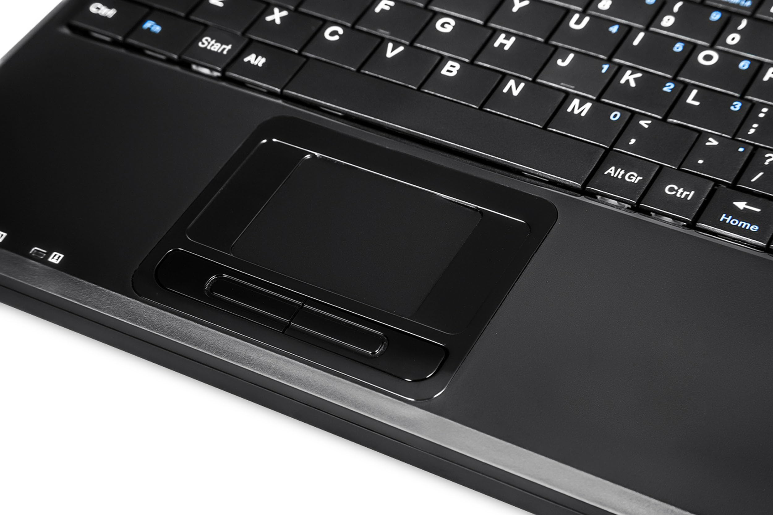 Perixx PERIBOARD-510 H Plus Super Mini Touchpad Tastatur, USB mit 2-Fach USB Hub, Integriertem Touchpad, Schwarz - Deutsches QWERTZ Layout