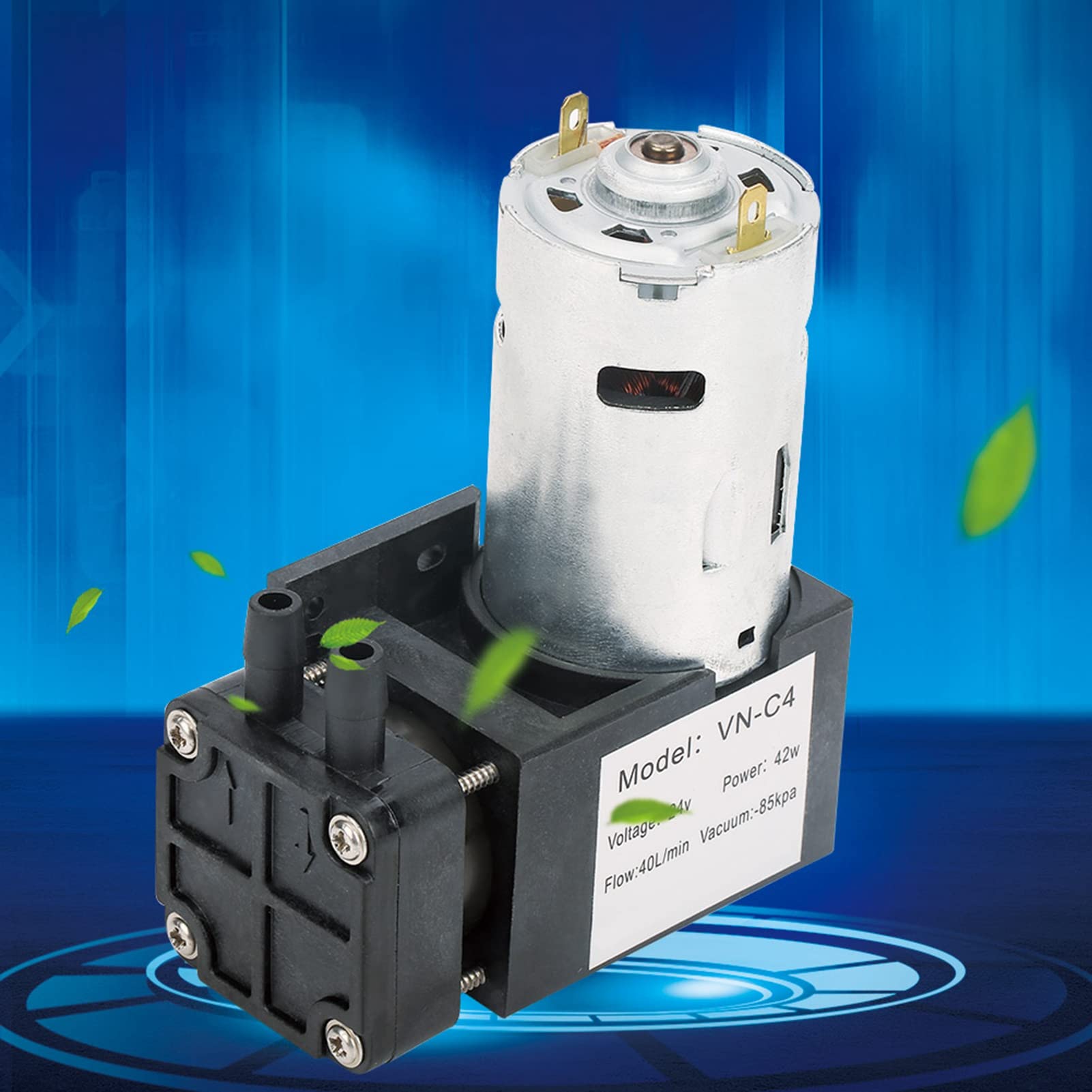 Vuoto senza olio DC 24V -85kPa, 42W, 40L/min, Design compatto per, apparecchiature dentali, di laboratorio e automazione, modello VN-C4