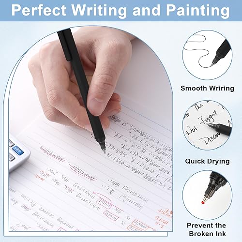 Miniatura 4 de WY WENYUAN Bolígrafos a granel, paquete de 30 bolígrafos negros de bola (punta media de 1.0 mm) - Bolígrafos de escritura suave sin manchas tipo