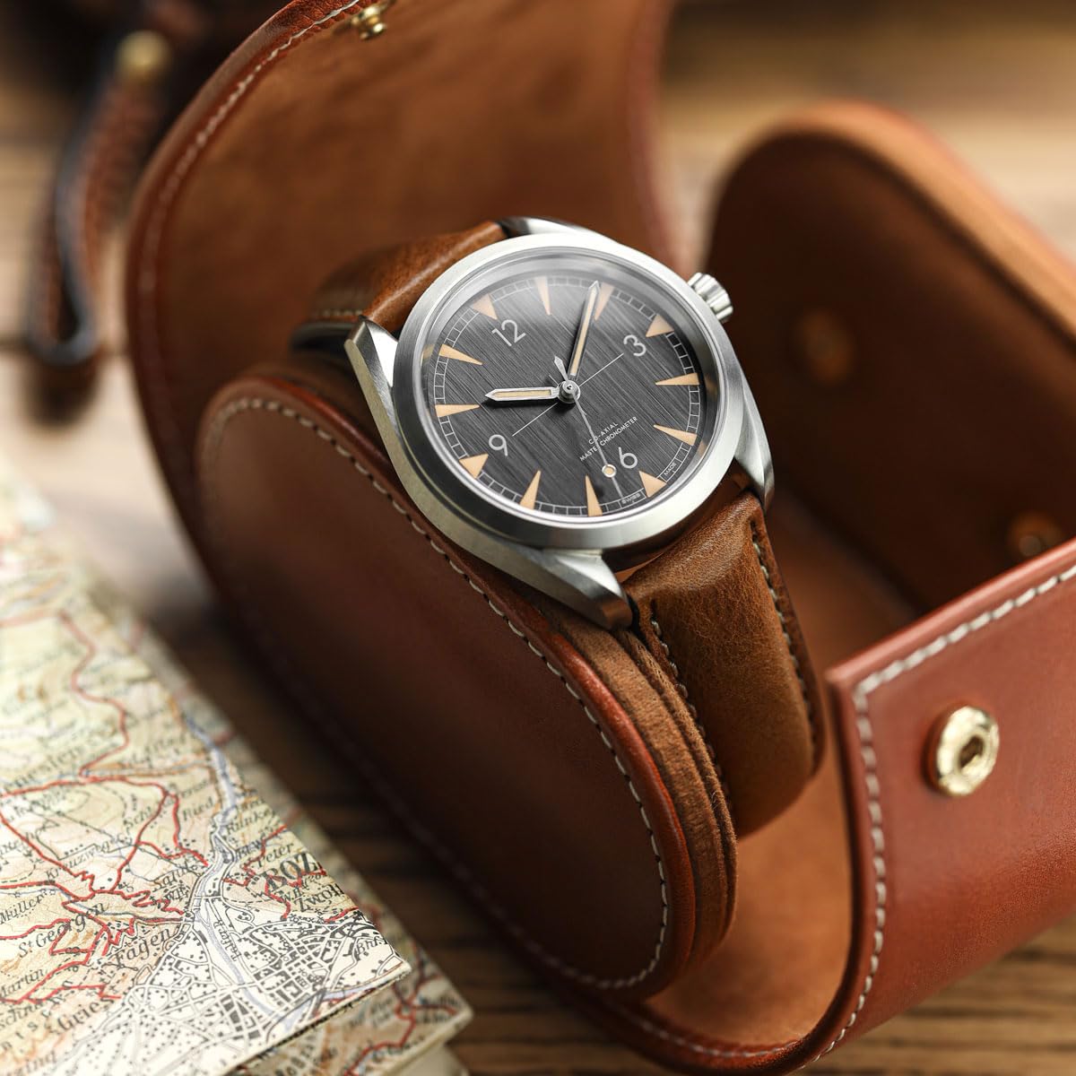 WatchGecko Bracelet de montre en cuir Vintage Highley | Bracelet de montre en cuir italien authentique certifié, élégant et résistant, rembourré pour plus de confort