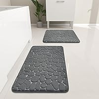 Vista 1 de YIHOUSE Juego de Alfombras de Baño de 2 Piezas Gris Oscuro, Juegos de Alfombras de Baño de Espuma Viscoelástica, Alfombras de Baño Antideslizantes