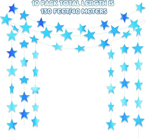 Miniatura 80 de Patelai Guirnalda de estrellas con purpurina decorativa de 130 pies para colgar en banderines de estrellas, telón de fondo para regreso a casa, Rojo