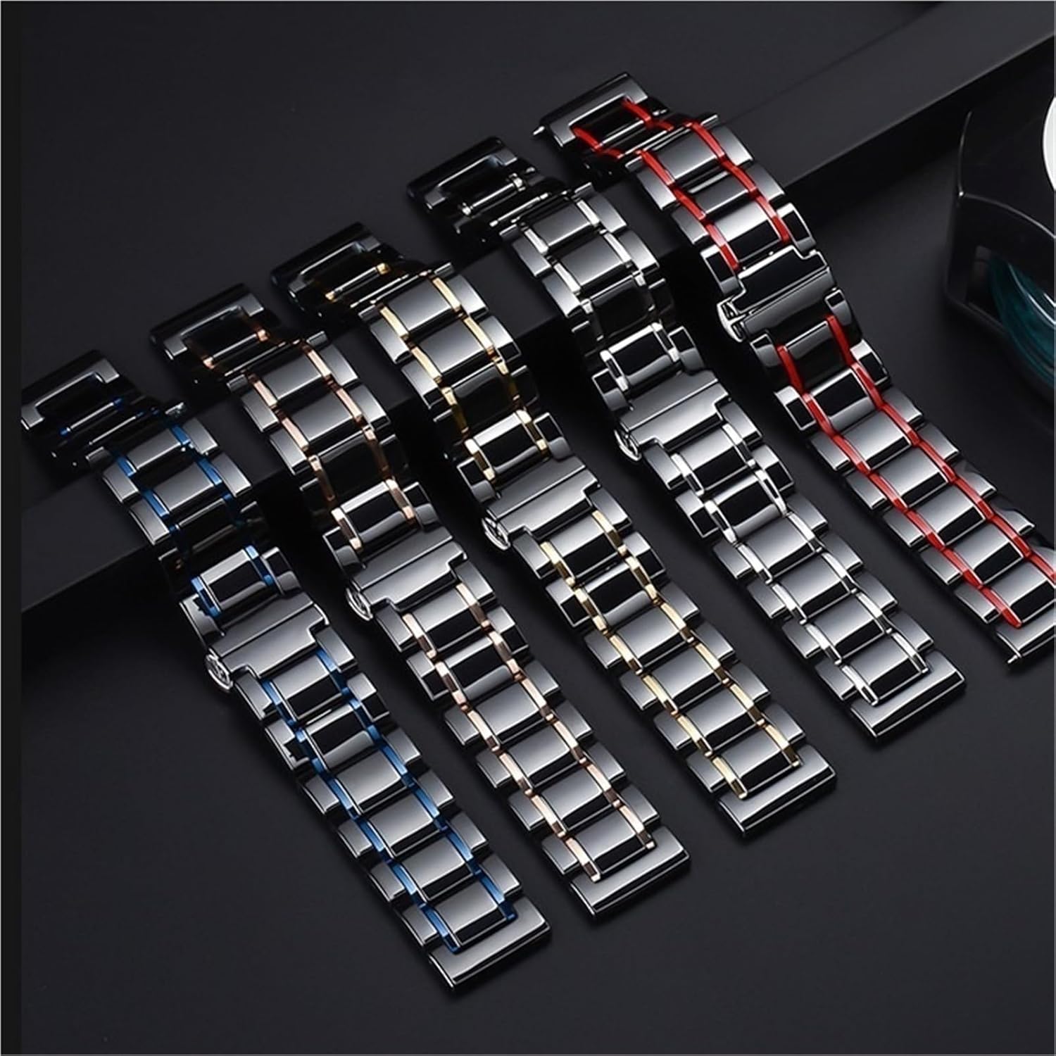 Quick-release Watch Band Ceramic Watch StrapStainless Steel Folding Clasp Unisex