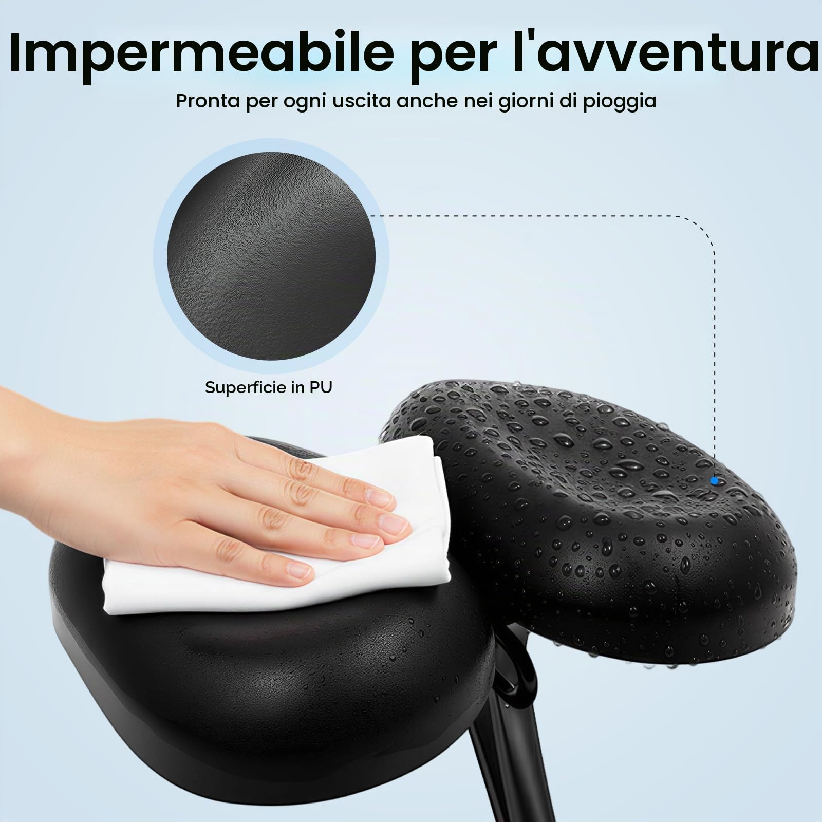 Sella per bicicletta extra larga, senza naso, ergonomica, con assorbimento degli urti, regolabile, 22-25 cm, per uomo e donna, mountain bike, bici da città