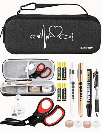 MEUUT Stethoscope Case 15pcs Nurse Essentials Set for Nurses Students Gifts | Stethoscope Case Kit, Medical scissors, LED medical penlights with 4 AAA batteries, Badge Holder, Stethoscope Case accessory