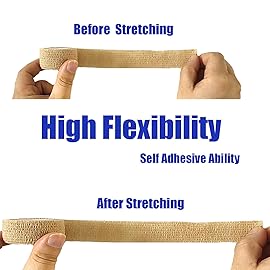 Baisunt 6 Pack 1 Inches Cohesive Bandage Self Adhesive Wrap Elastic Self Adherent Vet Wrap Breathable Self Stick Tape for Wrist, Ankle, Sports, Tatoo Wrap(5 Yards, Skin Color)