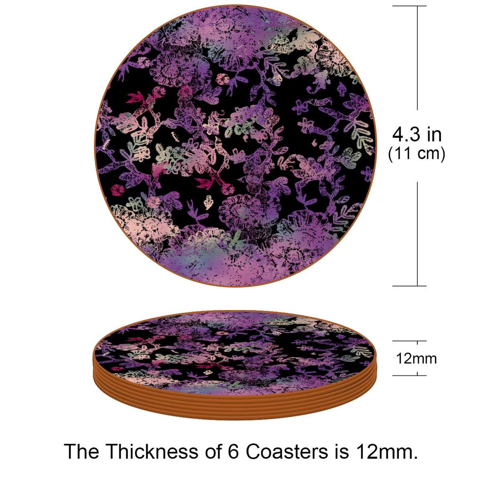 Lot de 6 sous-verres violets pour boissons, verres à vin, tasses et tasses, réutilisables au bureau, cuisine, bar, 10,9 cm
