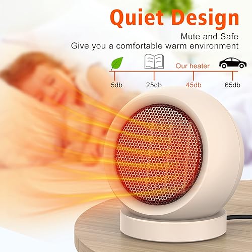 Miniatura 3 de Calentador de espacio, PTC de cerámicaportátil, calentador eléctrico de escritorio, ventilador de alto rendimiento para el hogar, dormitorio,