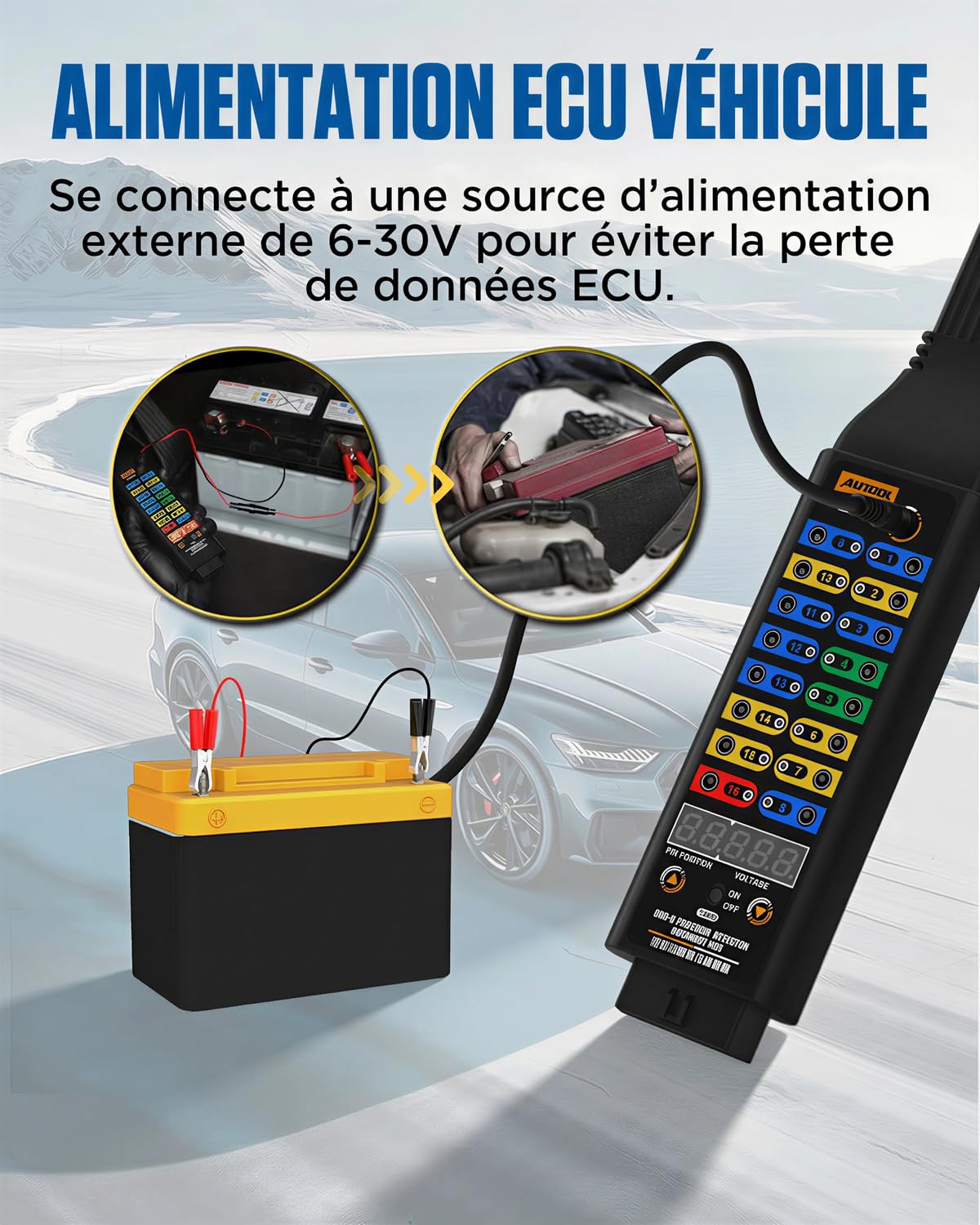 Boîtier de Dérivation OBD2 avec Mode Série 120Ω, Affichage de la Tension, Connecteur à 16 Broches, Voyant LED, pour Scanner/Multimètre pour Test de Diagnostic électrique Automobile