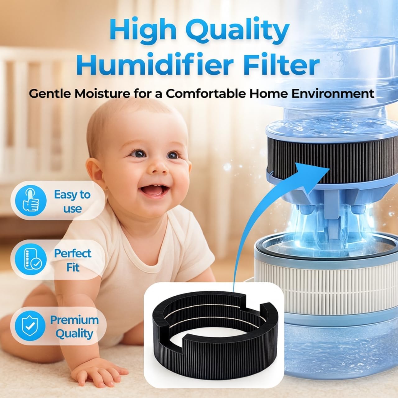 Nispira Replacement Water Wick Filter for LEVOIT Sprout Evaporative Humidifier LEH-B381S Part LRW-B381-ANA, 2 Packs