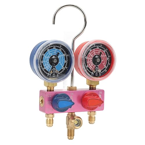 Manómetro de colector, mini medidor de presión refrigerante de fluoruro para refrigerante R22, R32, R410A, perilla de metal G14, herramienta de aire