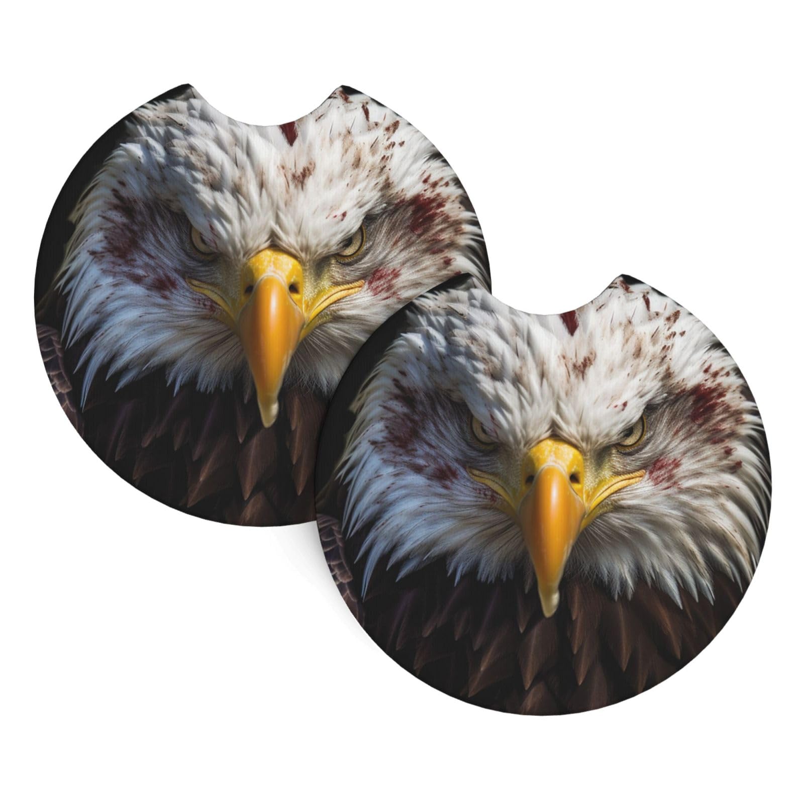 2PCS Car Coaster for Cup Holders Universal Auto Cup Mat Bald Eagle American Flag Cup Coaster Pad 2.7" Waterproof Neoprene Non-Slip Cup Holder Coasters Car Interior Accessories for Women Men
