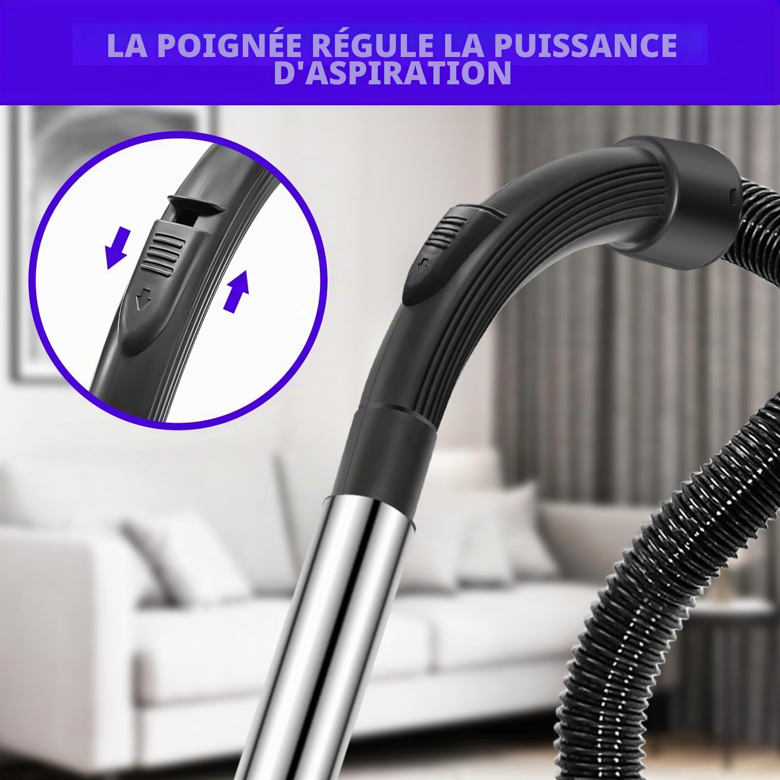 Aspirateur sans sac 1500 W Aspirateur sans sac 25 kPa, silencieux, avec filtre HEPA, bac à poussière de 1,5 l, compact et léger, pour tapis, sols durs, poils d'animaux