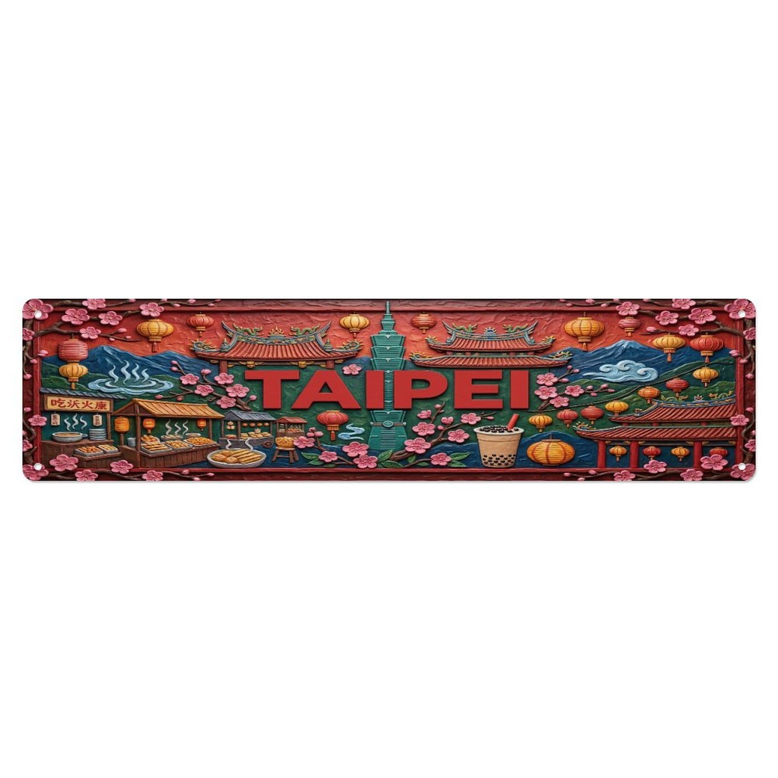 Xanthor Style Metal Tin Sign Vintage Taipei Taiwan Flag Pattern