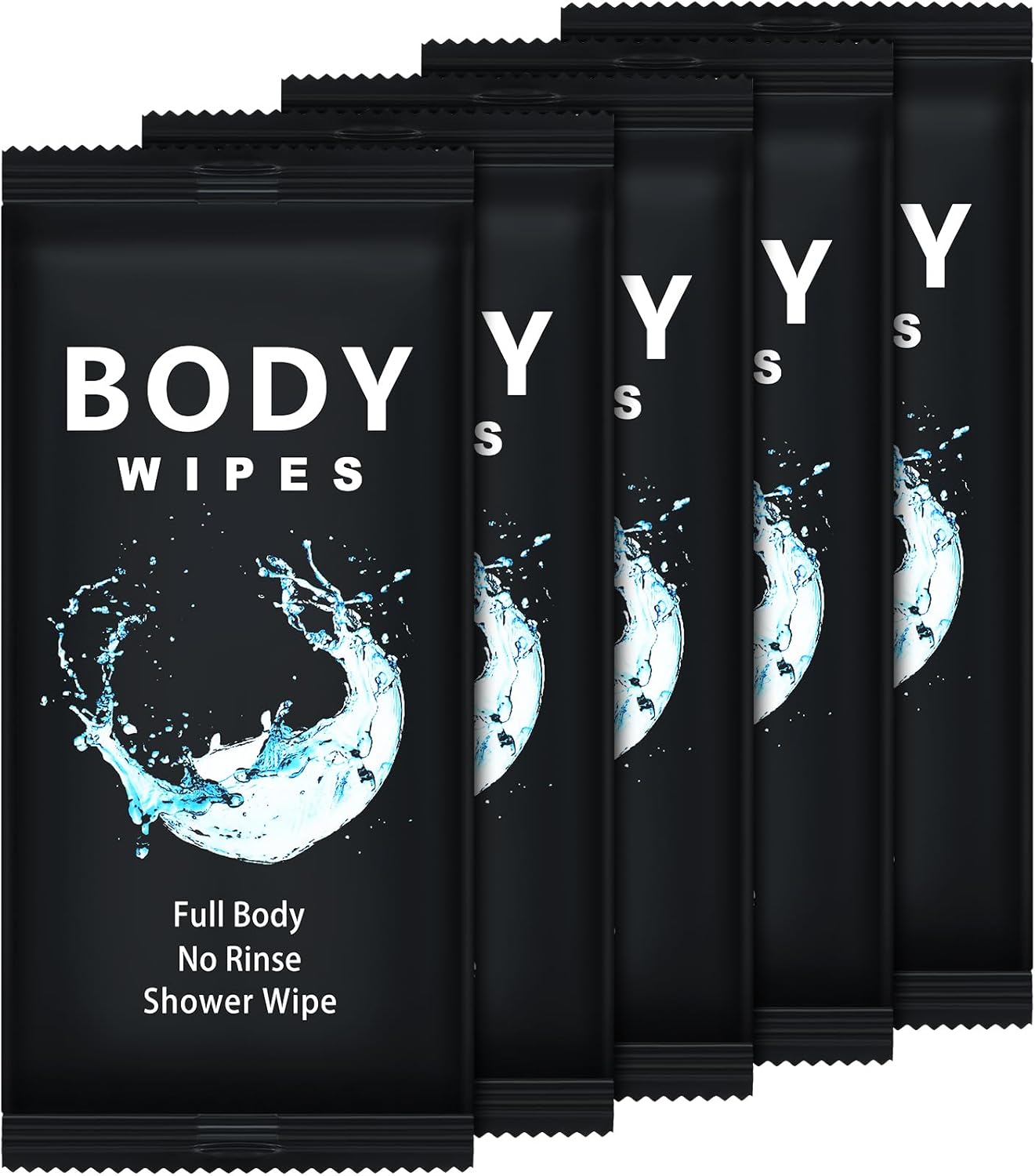 Treela 300 Pcs Large Body Wipes Bulk Deodorant Travel Size for Homeless Care Package Supplies Individually Wrapped Adults Bathing No Rinse Wet Wipes Men Women Hygiene Items(12" X 12'',Black)