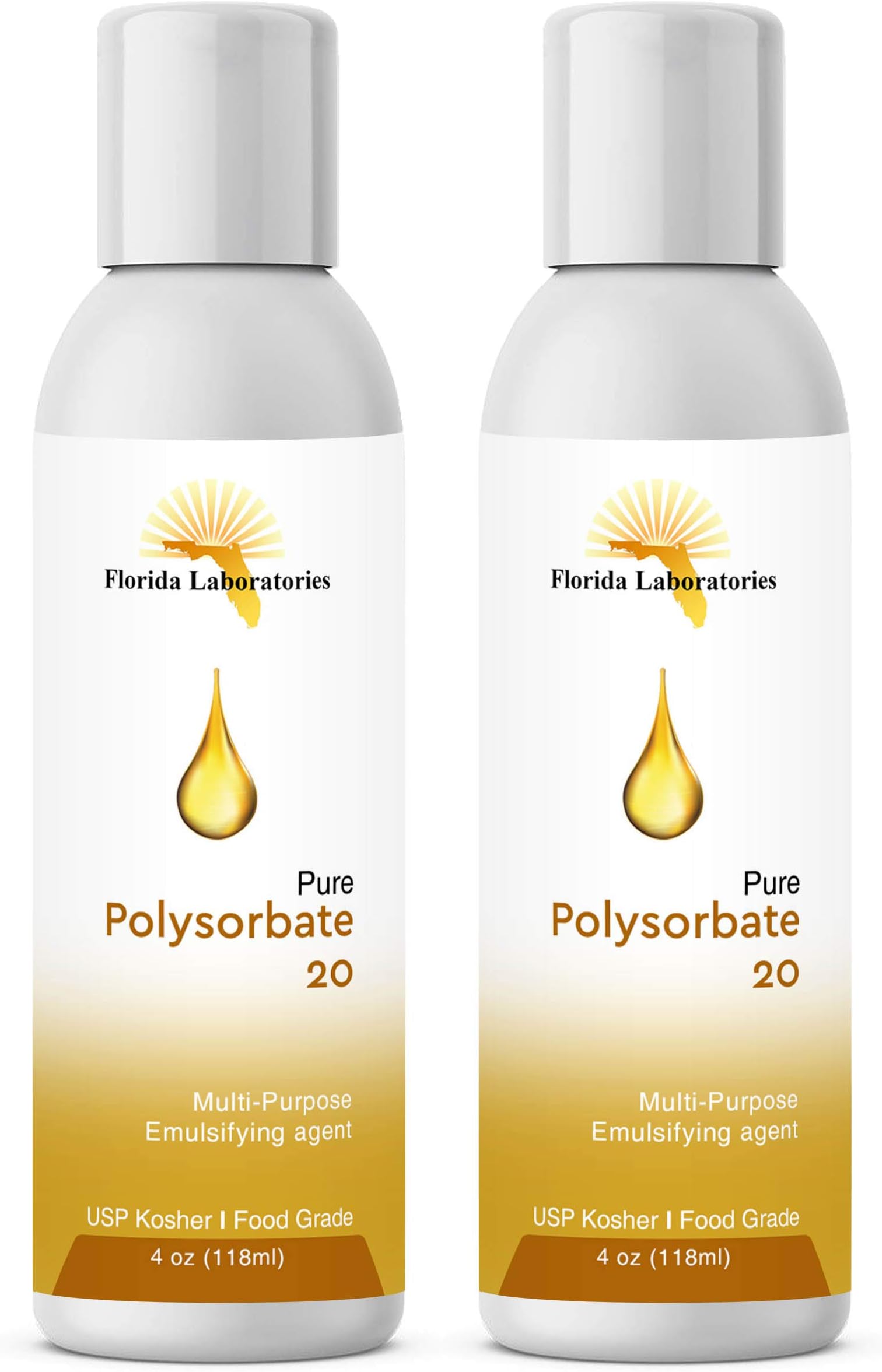 Florida Laboratories 2 Bottles 4 oz Polysorbate 20 FOOD GRADE KOSHER
