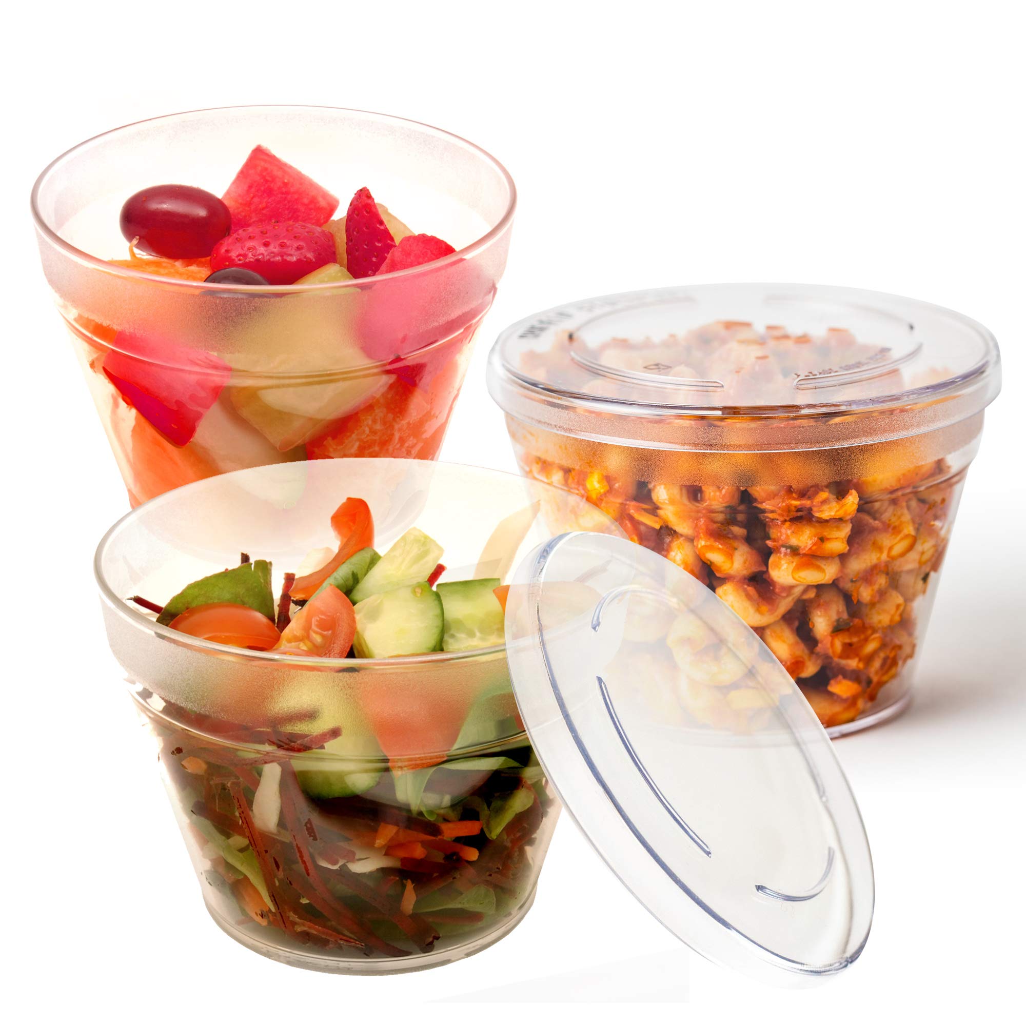Harfield Clear Lunch Pots with Lid - Set of 3 Microwave Freezer Safe Reusable & Virtually Unbreakable Polycarbonate