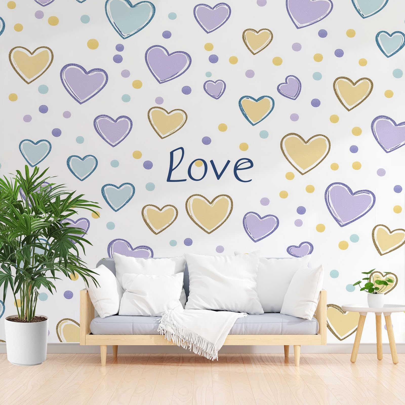 Papier peint panoramique 3d cœur pour relooker un mur de chambre enfant