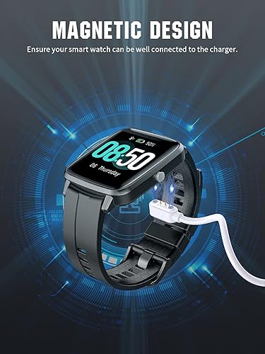 Vista 12 de TiMOVO Cargador de reloj inteligente de 3.3 pies compatible con YAMAY Letsfit VeryFitPro, cable de carga magnético USB para reloj inteligente Negro