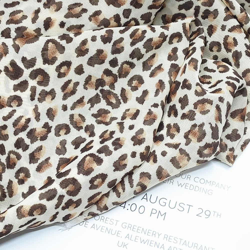 Motivo leopardato, tessuto decorativo in chiffon, patchwork, tessuto stampato leopardato, al metro, larghezza 150 cm, per fai da te, cucito, borse, accenti per la casa, 500 cm