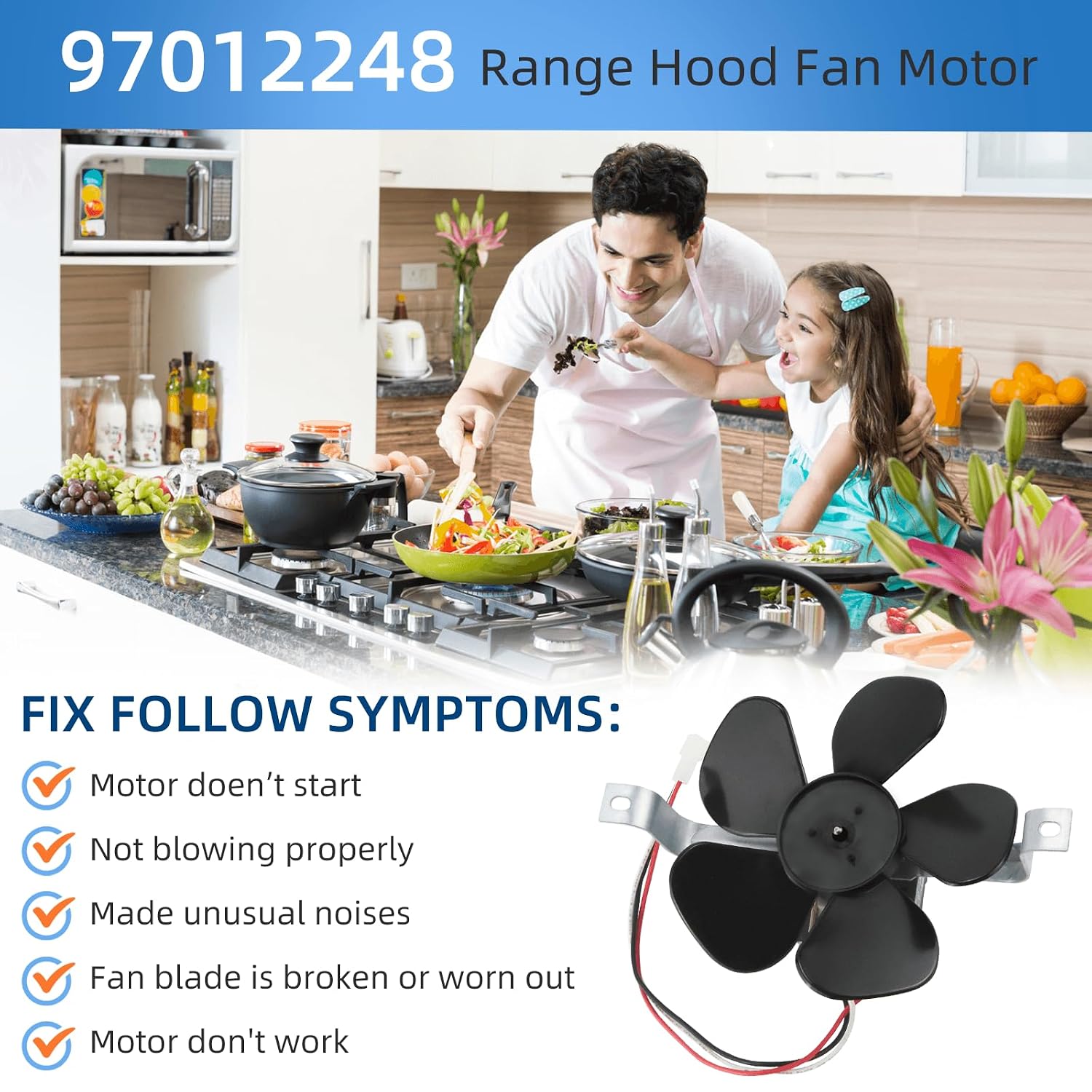 S97012248 97012248 Range Hood Fan Motor BP17 Replacement Part fit for B-roan Nu-Tone 40000 & 42000 Series and Ken-More Stoves by Fetechmate Replace 99080492 97005161 99080533 99080410 99080363