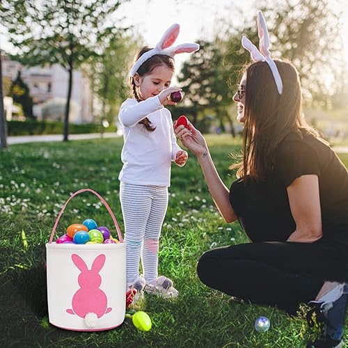Miniatura 5 de 3 unidades de cesta de caza de huevos de Pascua para niños, cesta de conejo, bolsas de huevo, conejo, colas esponjosas, fiesta, celebrar,