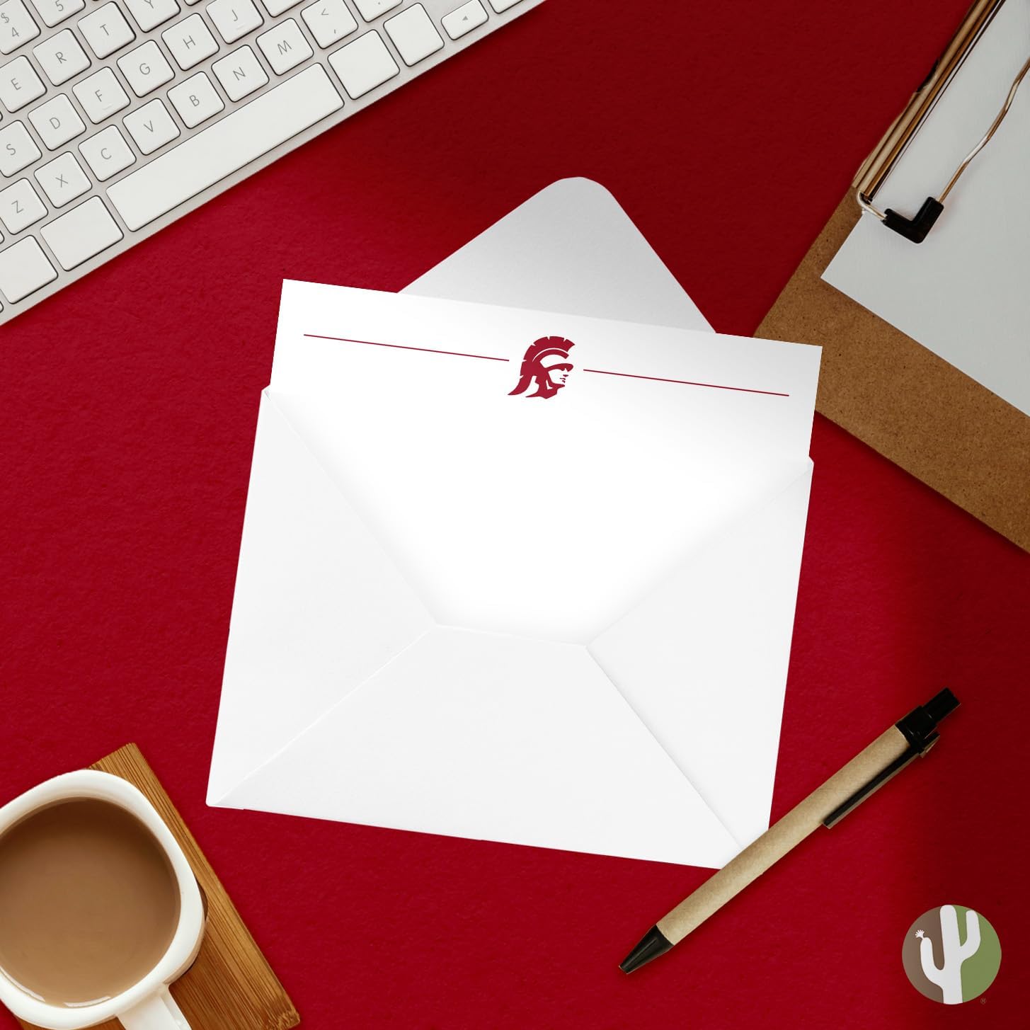 Desert Cactus USC 10 Pack Notecards University of Southern California Trojans Stationery Cardstock Includes Envelopes Memo Party Thank You (Notecard 1a)