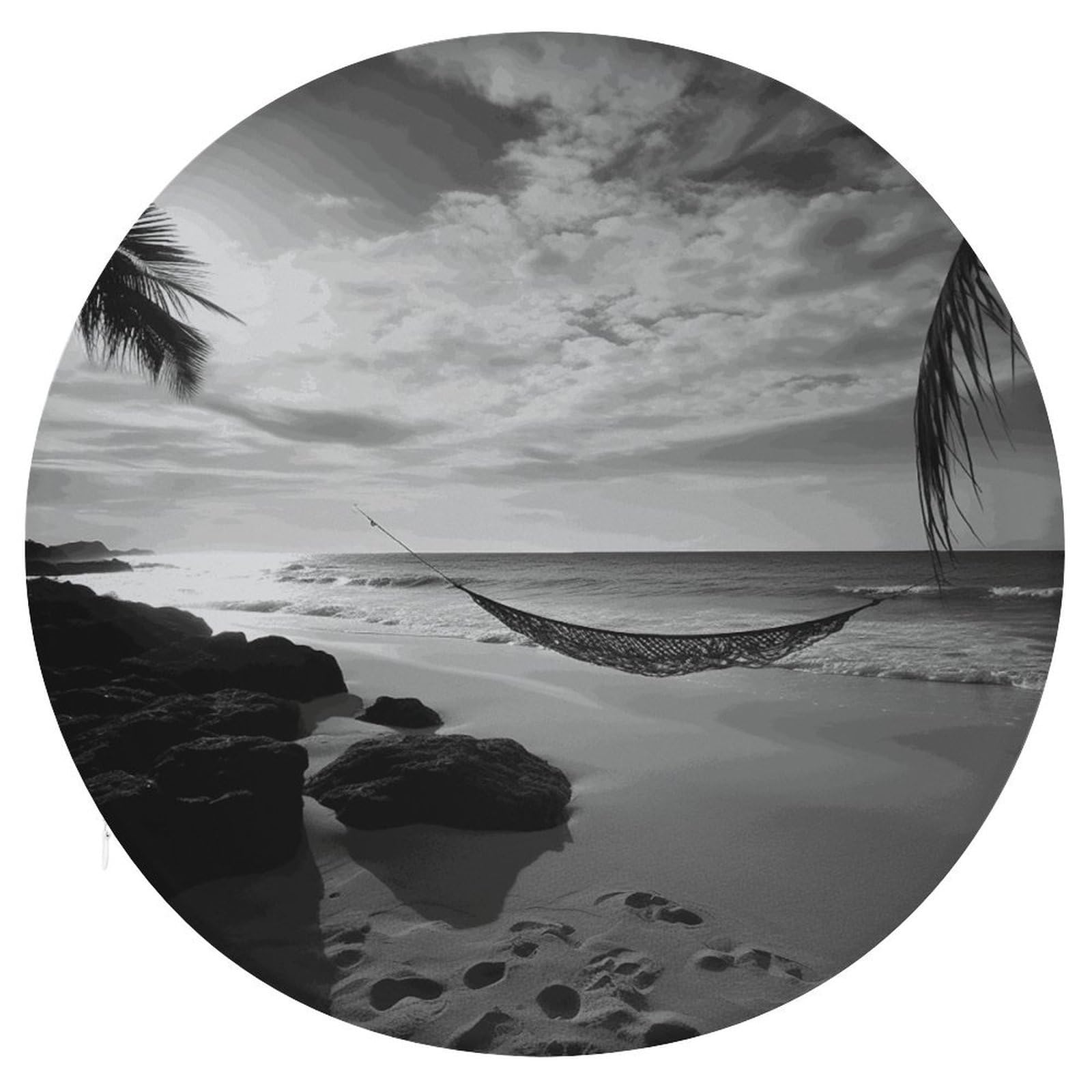 Wsoihfec Style Black And White Beach Seat Cushion Round Chair Pad