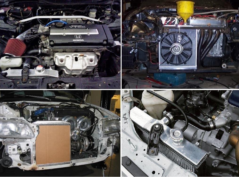 ReadyCool 4 Row Radiator Shroud Fan Relay for 1992-2000 Honda Civic D15 D16 EK EG DEL SOL, Acura Integra GS LS HX L4 L6 Full Aluminum Radiators