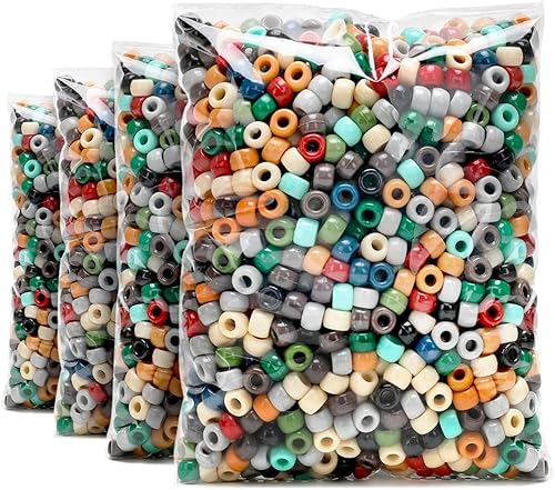 Vista 40 de Praisebank 4000 cuentas de poni negras, en forma de barril, plástico, cuentas sueltas, cuentas para manualidades, trenzas de pelo