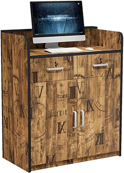 gaoxiao Reception Desk Modern Simple Checkout Counter, Small Cashier Front Desk Reception Room Table with Lockable Drawers for Beauty Salons Clothing Store Shop Office
