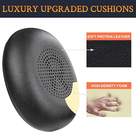 SOULWIT Ear Cushions for Jabra Evolve2 65, Elite 45h - Black | Earpads for Evolve2 65(UC/MS), Evolve2 40(UC/MS/USB), Elite 45h On-ear Headphones