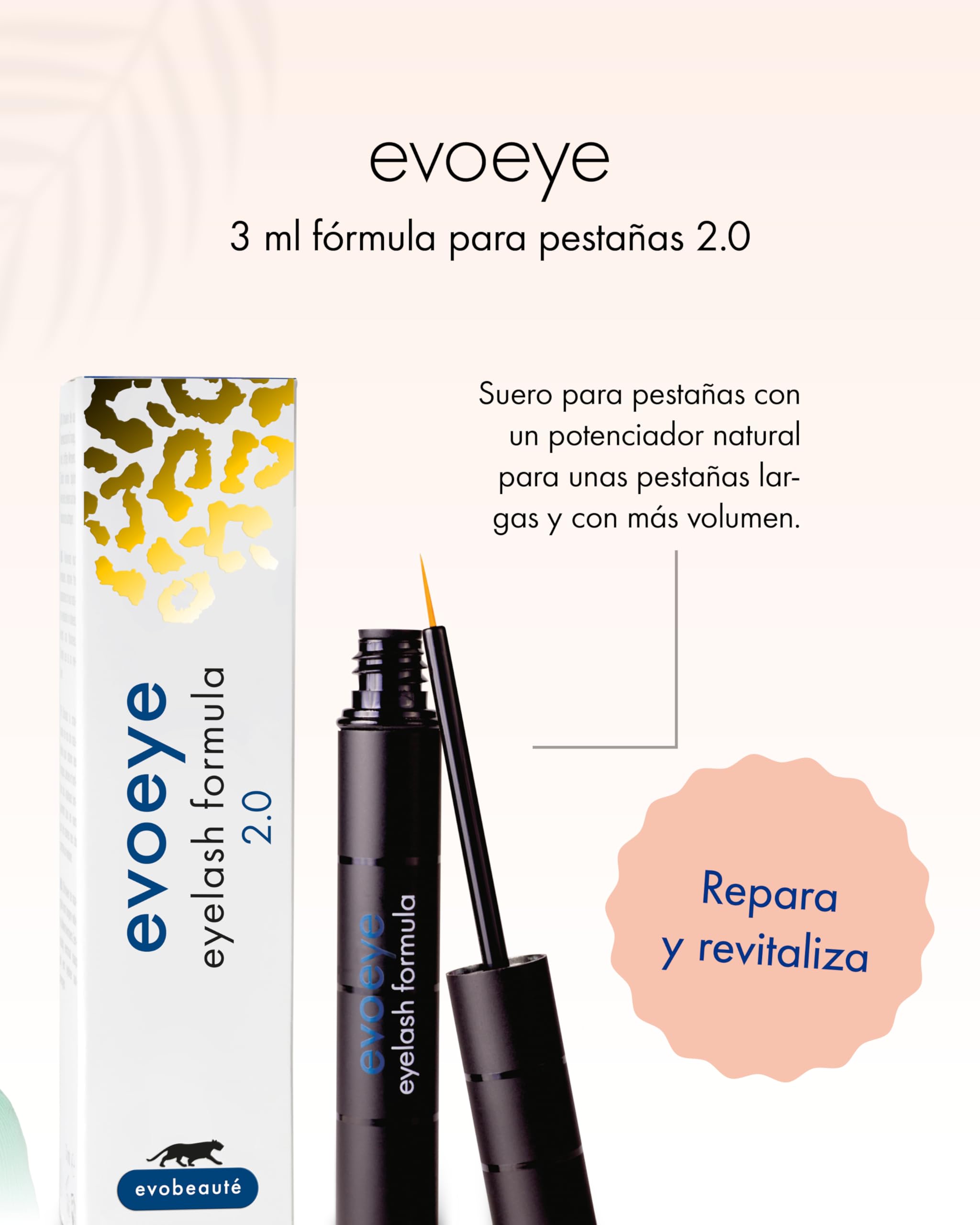evoeye Eyelash Formula 2.0 3 ml I Sérum de pestañas con refuerzo natural para pestañas largas y densas en 6 a 8 semanas