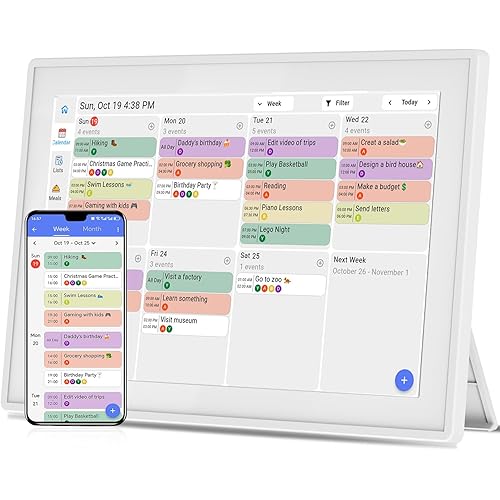 Digital Calendar Wall Planner 10.1 inch Touch Screen Smart Electronic Planner with Third-Party Calendar Sync, Chore Tracker, Meal Plan Family Digital Picture Frame Photo frame wall calendar 2026 Gift for Mom Women