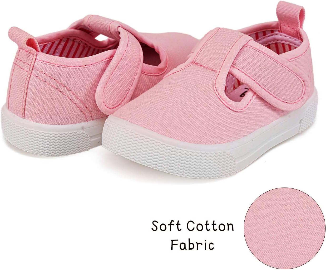 Toddler Boys Girls T-Strap Canvas Sneakers for Little Kids Classical Comfortable Mary Jane Canvas Flats, Non-Slip Casual Canvas Sneaker for Little Kids - Image 3