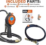 Flate Mate Pneu Gonflateur avec 6 ft Caoutchouc – Gonflateur de pneus compact pour automobile, voitures, motos, vélos, camions – 174 PSI avec LED Moniteur d'affichage (téléphone numérique)