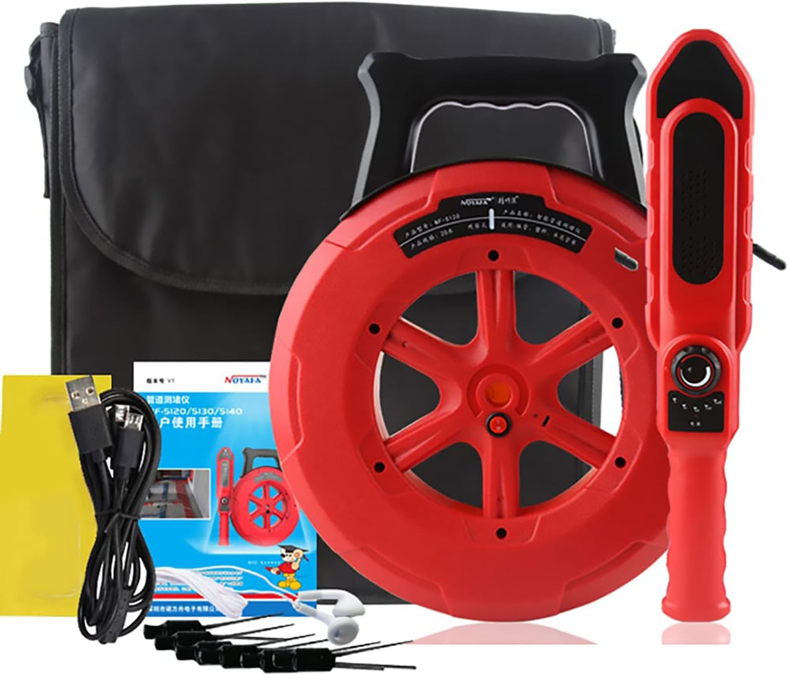 Pipe Blockage Detector Locators-Sensor 20/30/40m Water Pipe Locator Waterproof Penetration Underground Pipeline Blocking Clogging Finder with 7 Probes for PVC/Plastic