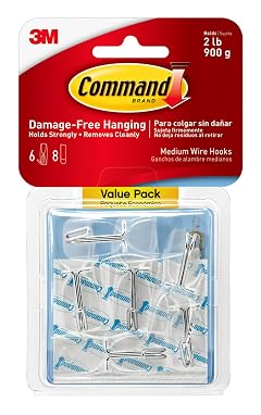 Command Medium Clear Wire Toggle Hooks 6 Wall Hook and 8 Strips Damage-Free Hanging with Adhesive Great for