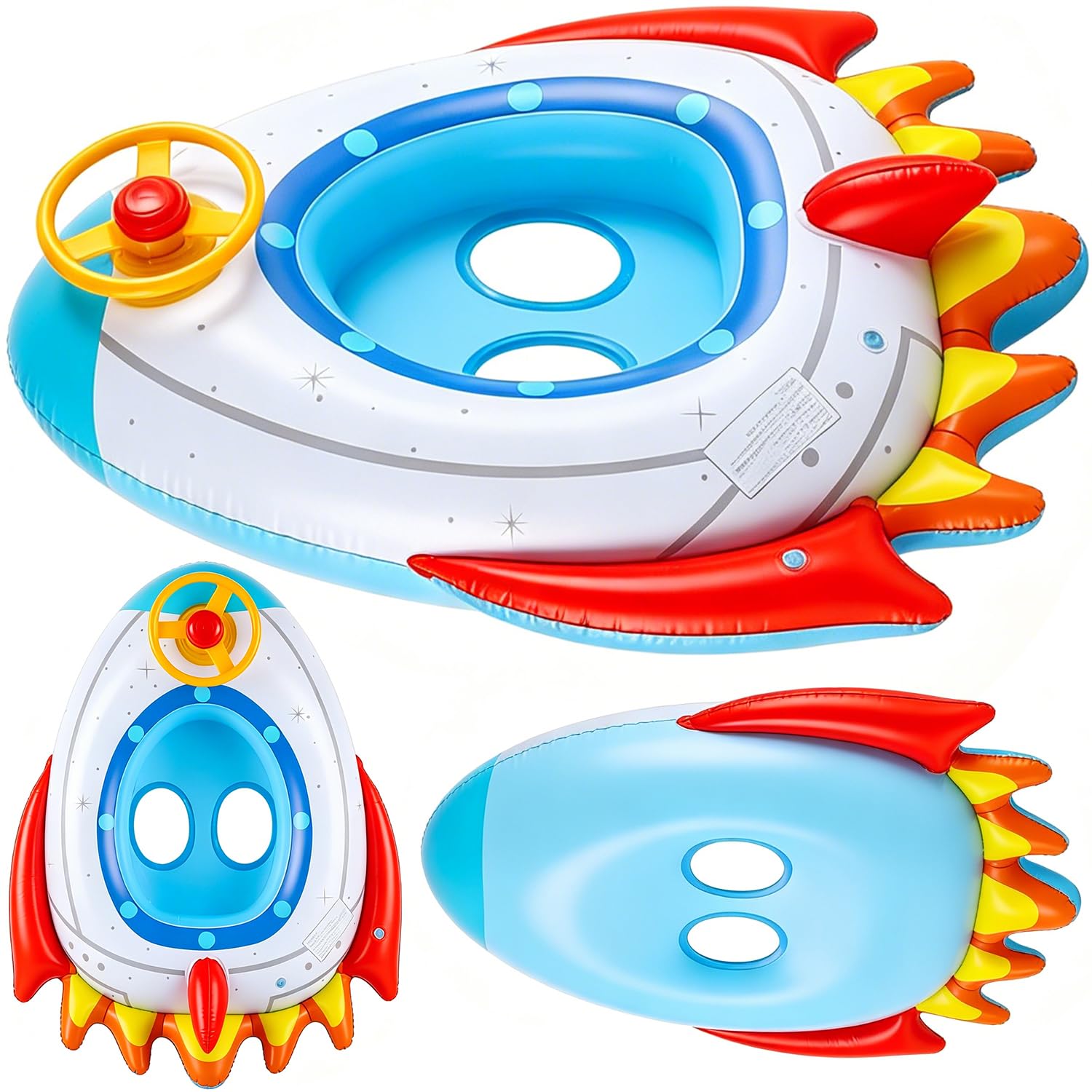 Inflatable Swim Rings, Rocket Swimming Float with Safety Seat Pool Inflatable Swimming Rings Toddler Swim Floats Pool Inflatables Floats Ring Swimmings Float Water Activities