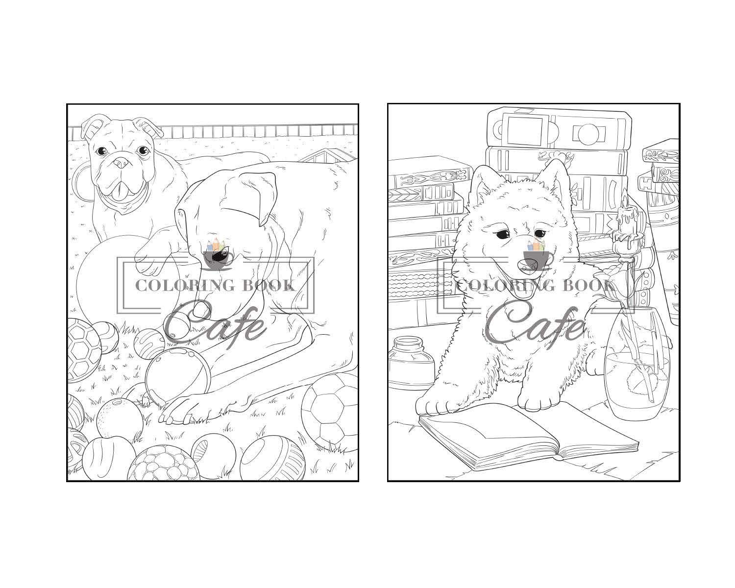 Dogs and Puppies Coloring Book: An Adult Coloring Book Featuring Fun and Relaxing Dog and Puppy Designs