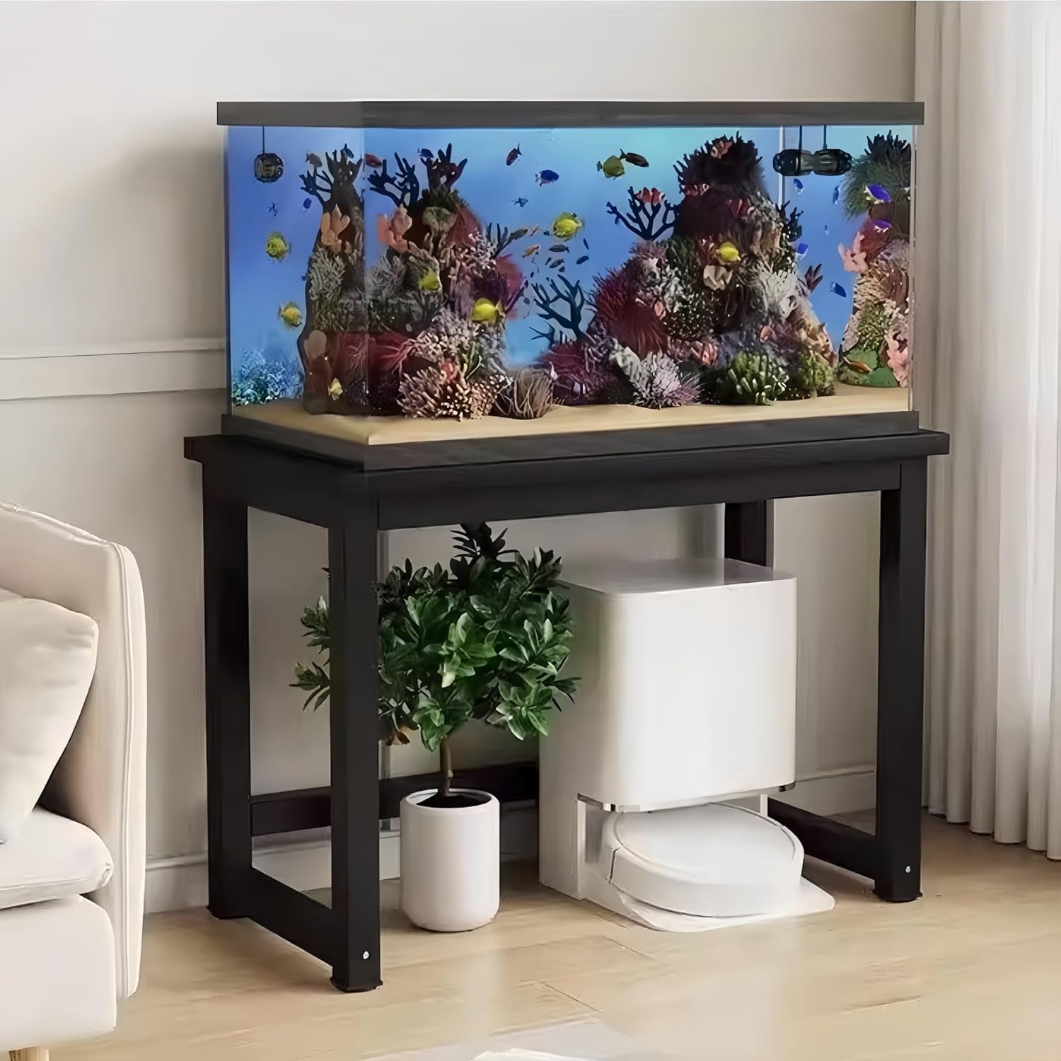 Aquarium Table, Tank Stand, Customizable, High Load Capacity, Suitable For Living Rooms And Offices(Black,70x35cm(27.5x13.7in))