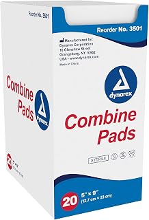 Dynarex Combine Pads, Sterile, 5 x 9 Inch, 20 Count
