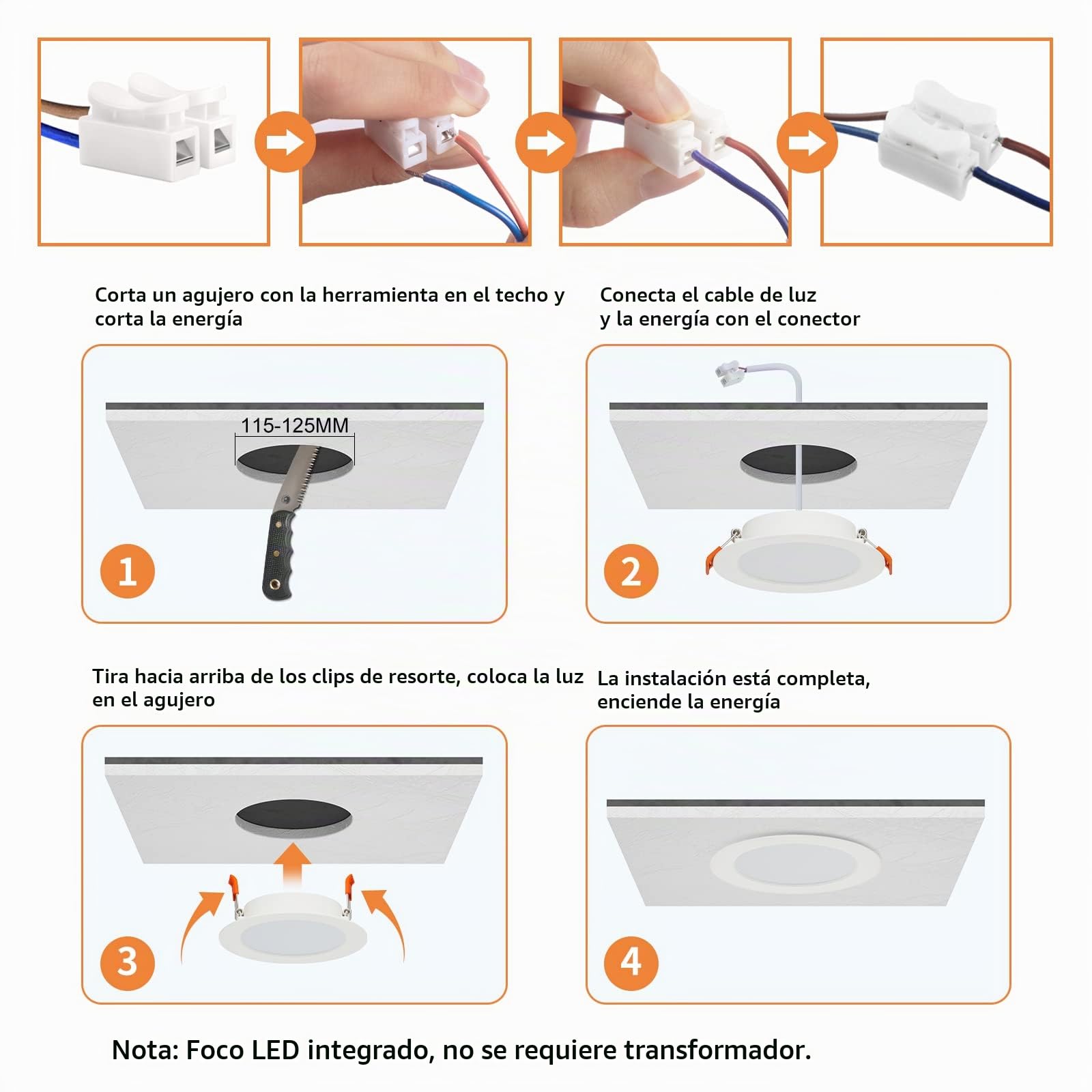 Downlight LED Techo Empotrable 10W, Blanco Neutro 4000K Corte 115-125mm | Pack de 20, IP44 Focos LED Interior Baño 10W 1000LM, AC 220-240V, Diámetro 143mm, Ojos de Buey para Techo Extraplano Redondo