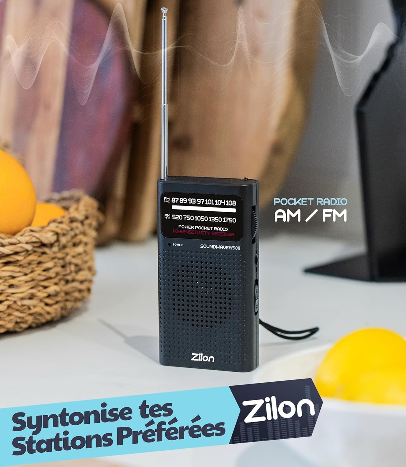 Radio à Piles Portable Petite Analogique Transistor FM Entrée pour Écouteurs Kit d’Urgence Excellente Réception Petit Poche Utilisation Simple Personnes Âgées Chiffres AA (Noire)