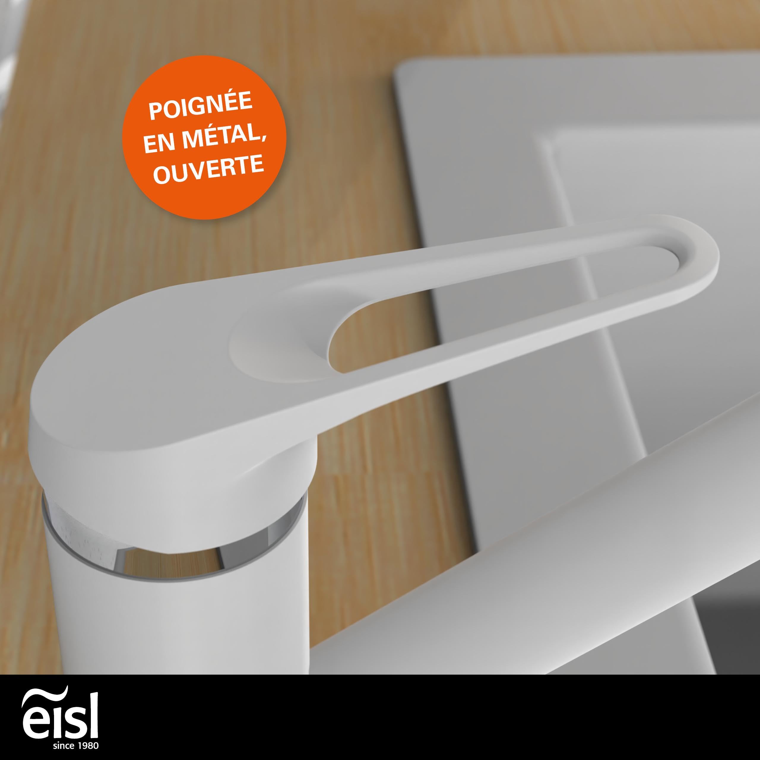 EISL Speed NI182SCR-W Robinet de cuisine, robinet d'évier, robinet de cuisine, chromé/blanc