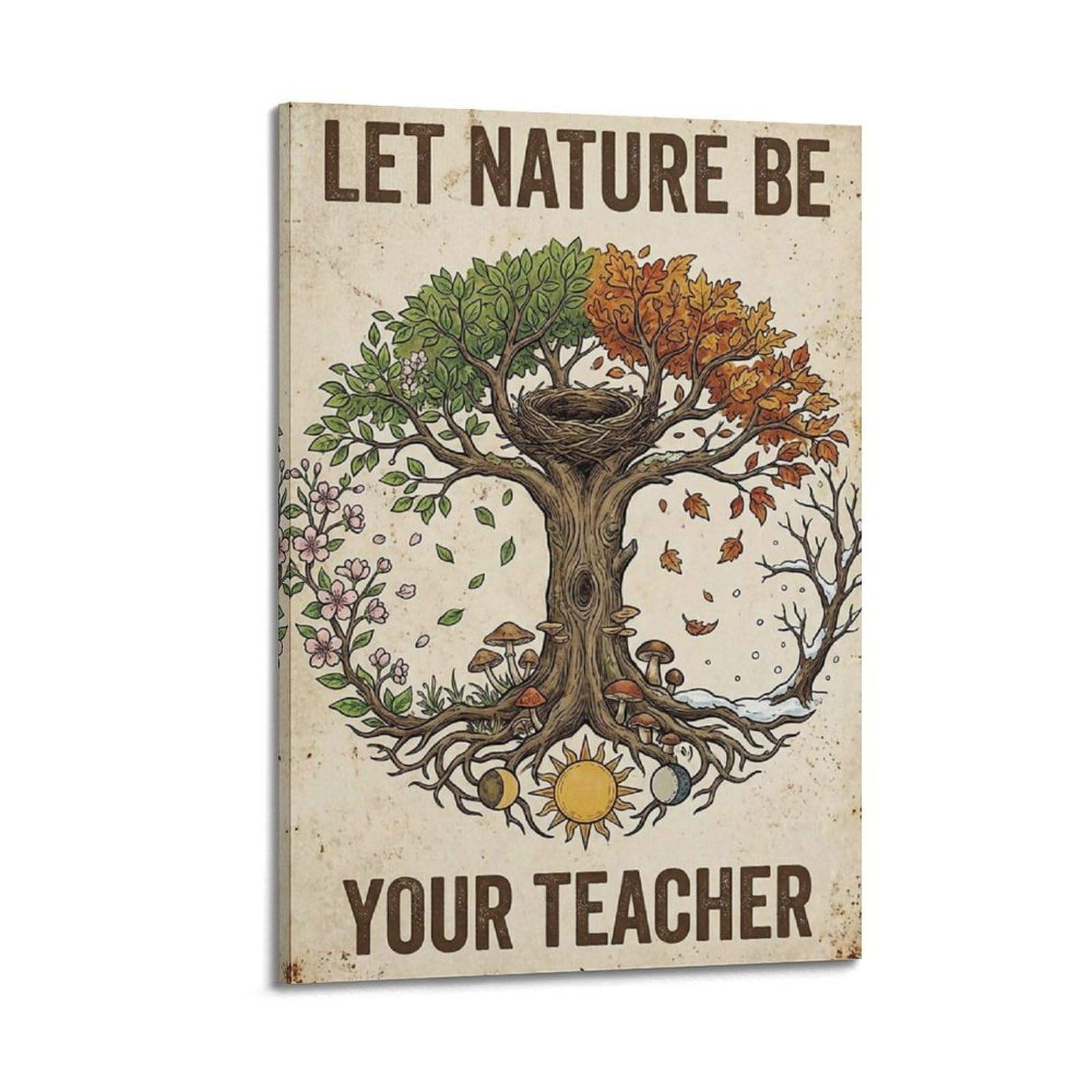 OKAHYS Rustic Quote Vintage Nature Poster Let Teacher Coastal Modern Decorative Canvas Prints - Ideal Wall Art for Family, Man Cave, Game Room, Boys & Girls Bedroom 20x30inch