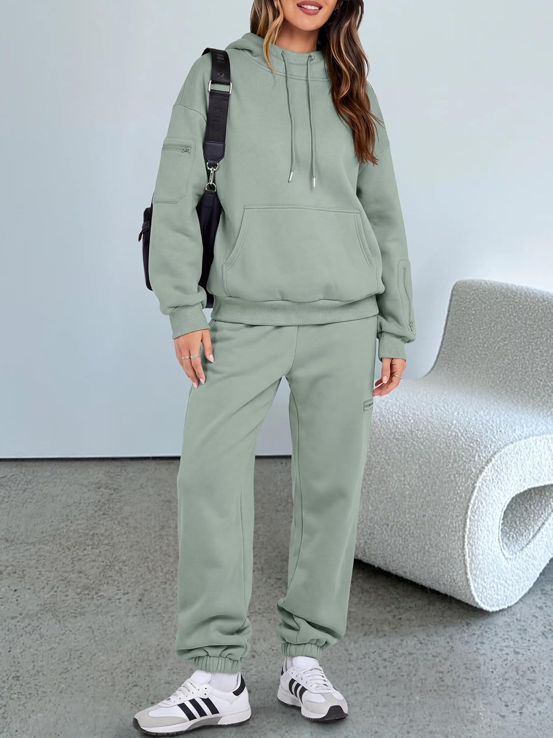 ANRABESS Women 2 Piece Sets Oversized Fleece Sweatsuits Fall Outfits