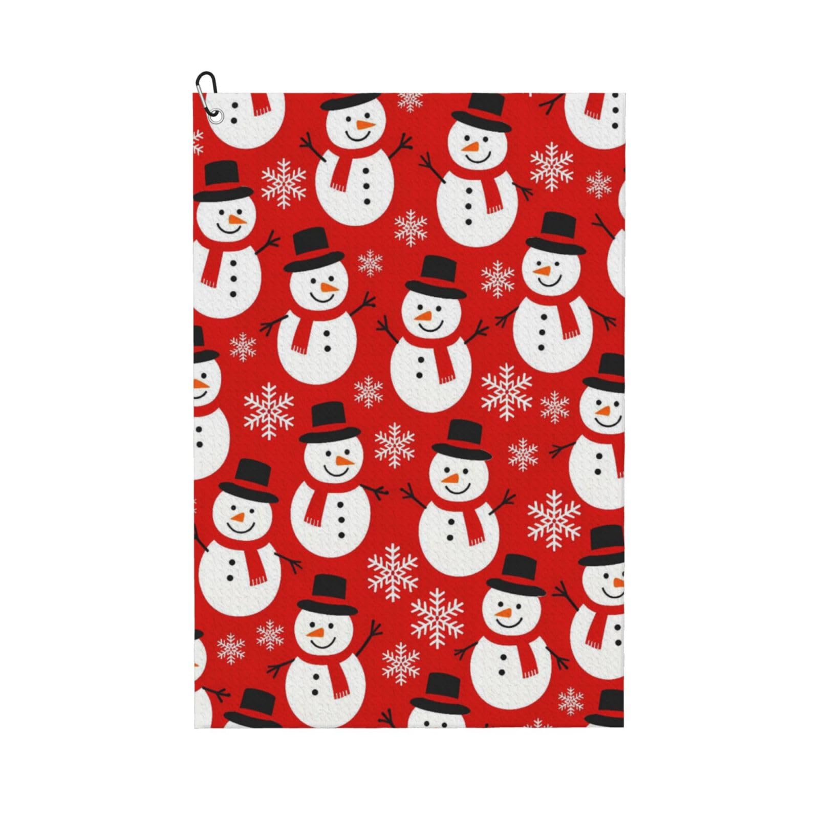 Oudrspo Cute Snowman & Snowflake Multi-Functional Golf Towel | Absorbent Quick Drying 16x24in